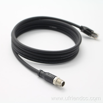 M12 Connector to RJ45/8P8C Industrial Ethernet CAT6A Cable